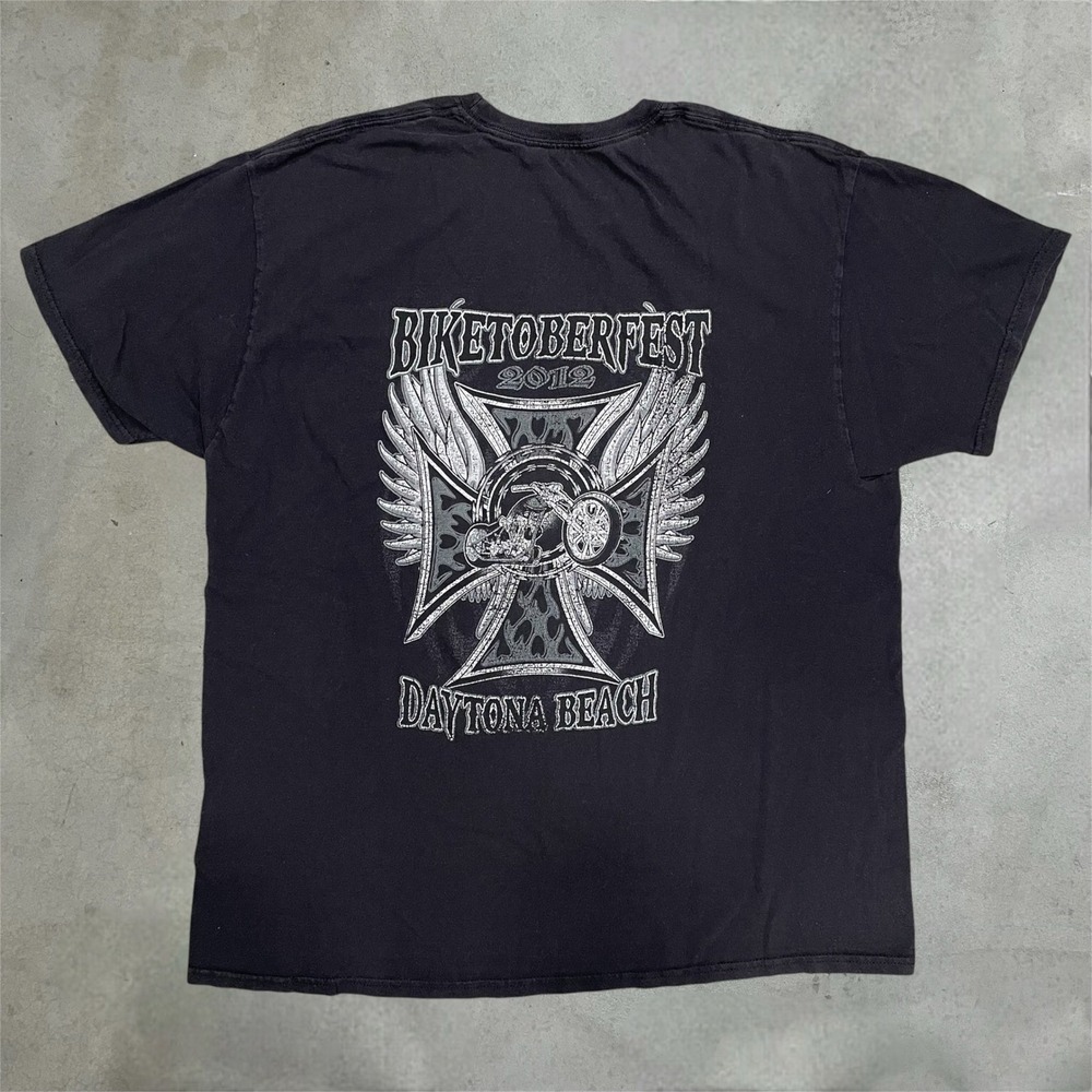 Biketoberfest 2012 Daytona Beach Motorcycle T-Shirt Black XL Iron Cross - Picture 1 of 4